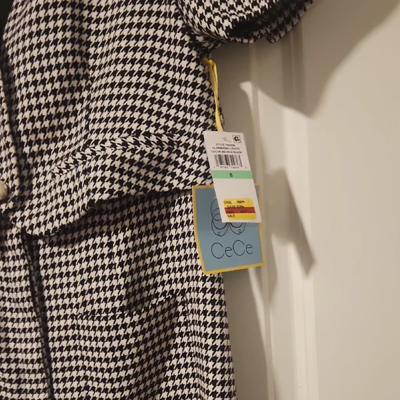 CeCe Black and White Houndstooth Midi Dress - Picture 4 of 9